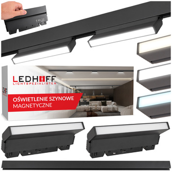 ZESTAW M20 2x Ruchoma lampa liniowa LED 12W 22cm czarna 3 BARWY ŚWIATŁA + szyna magnetyczna 1m