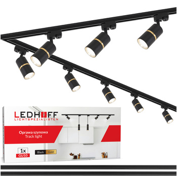 Oświetlenie szynowe czarny złoty 8x lampa GU10 szyna 4m