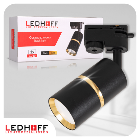 Oświetlenie szynowe czarny złoty 3x lampa GU10 szyna 1m