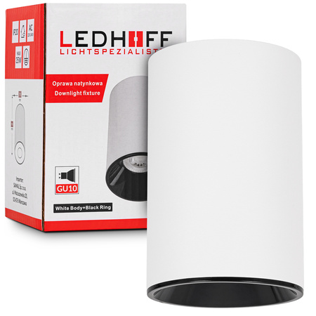 Oprawa sufitowa natynkowa Tuba GU10 okrągła biało-czarna