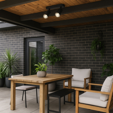 Kinkiet sufitowy podwójny SPOT GU10 czarny wodoodporny