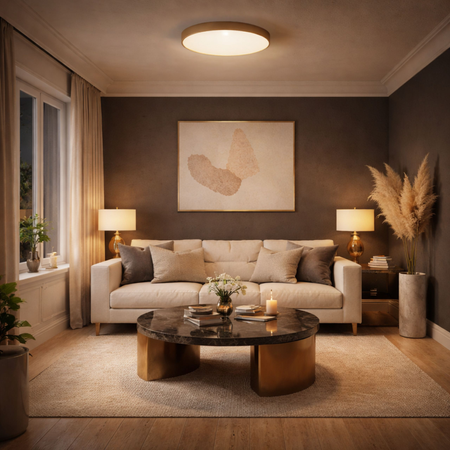 Plafon sufitowy LED beżowy 50cm - wysoka wydajność świetlna 100lm/W