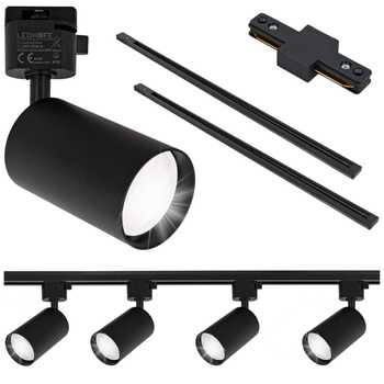 Oświetlenie szynowe czarne 4x lampa GU10 + szyna 2m