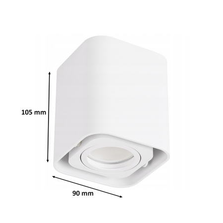 Oprawa sufitowa natynkowa Tuba kwadratowa GU10 biała RUCHOMA