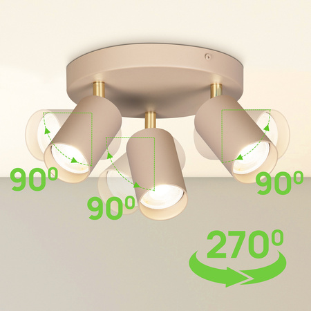 Lampa sufitowa Kinkiet potrójny GU10 beżowy kaszmirowy LUMIO
