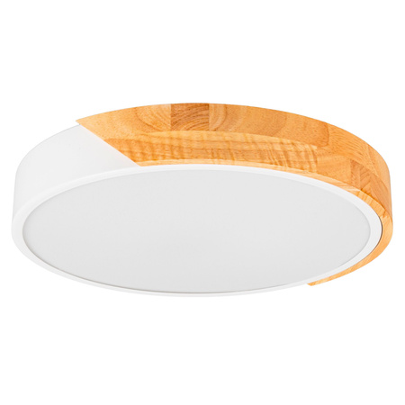 Plafon sufitowy LED biały metal + DREWNO 40cm WOODLINE