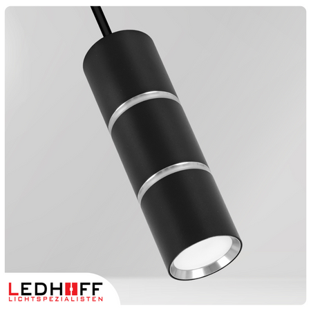 Oświetlenie szynowe czarny srebrny 4x lampa wisząca 100cm GU10 szyna 1m