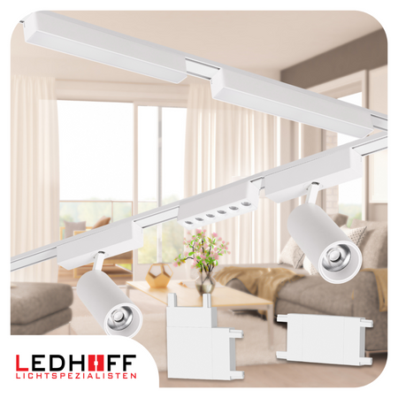 Oświetlenie szynowe magnetyczne ZESTAW 2x listwa 1m + 5x reflektor LED BIAŁY