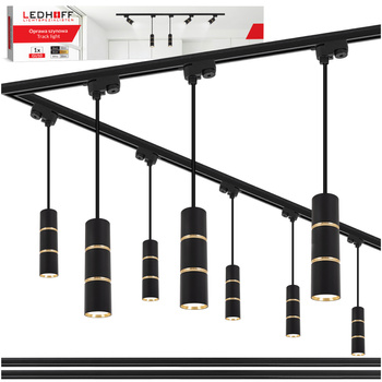 Oświetlenie szynowe czarny złoty 8x lampa wisząca 100cm GU10 szyna 4m