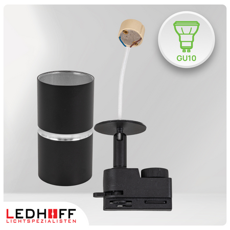 Oświetlenie szynowe czarny srebrny 4x lampa GU10 szyna 1m