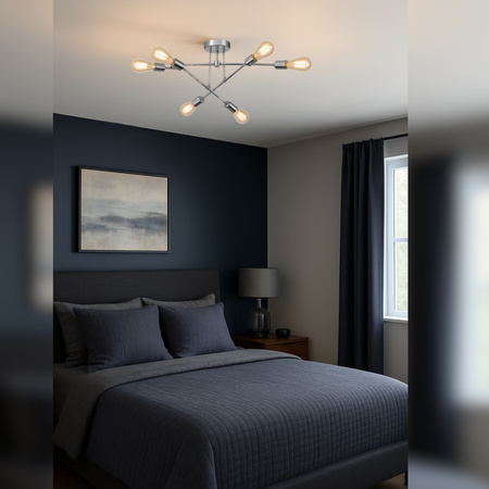 Lampa sufitowa czarno-złota metalowa E27 ozdobna 6-punktowa loft Trinity