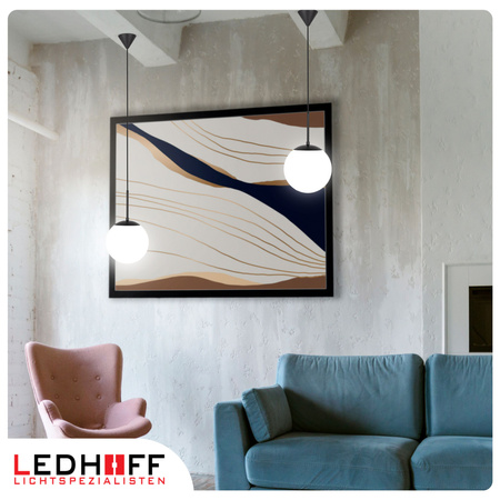 Lampa wisząca kula biała czarna E27 do salonu sypialni NOWOCZESNA