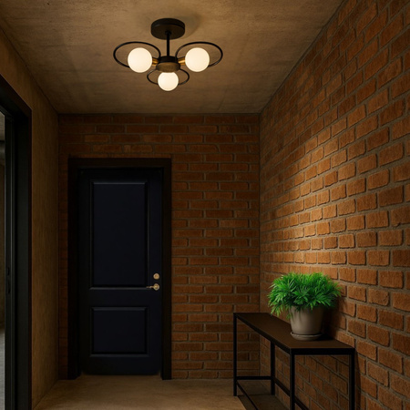 Lampa sufitowa czarno-złota metalowa E27 ozdobna 3-punktowa design