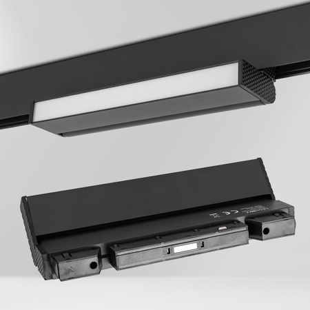 ZESTAW M20 2x Ruchoma lampa liniowa LED 12W 22cm czarna 3 BARWY ŚWIATŁA + szyna magnetyczna 1m