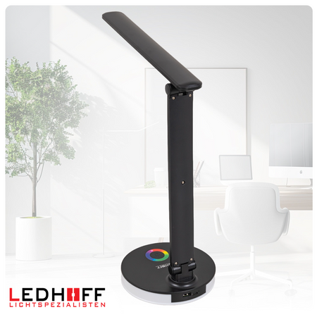 Lampka biurkowa LED do gamingu czarna 5W + światło RGB