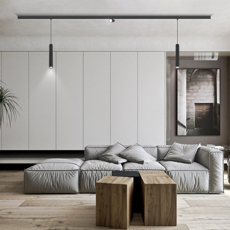 Lampa wisząca sufitowa LED do szyny magnetycznej M20 12W czarna tuba 3 BARWY ŚWIATŁA + kabel