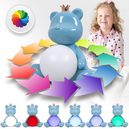 Lampka nocna LED dla dzieci MIŚ wielokolorowe światło RGB