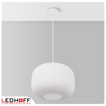 Lampa wisząca szklana E27 biała złota GLAMOUR szkło ryflowane