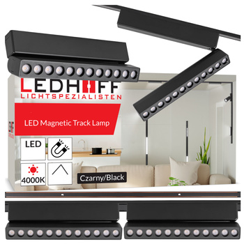 Oświetlenie szynowe magnetyczne ZESTAW listwa 1m + 2x lampa LED CZARNA
