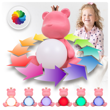 Lampka nocna LED dla dzieci MIŚ wielokolorowe światło RGB