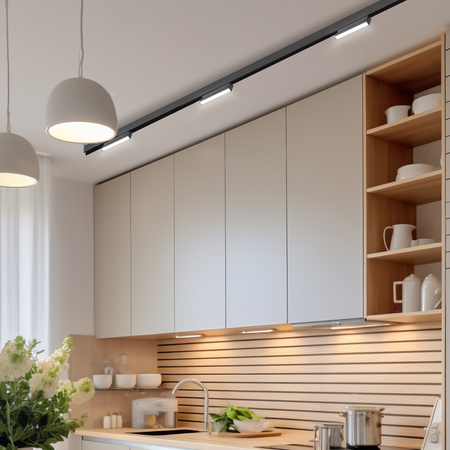 ZESTAW M20 2x Ruchoma lampa liniowa LED 12W 22cm czarna 3 BARWY ŚWIATŁA + szyna magnetyczna 1m