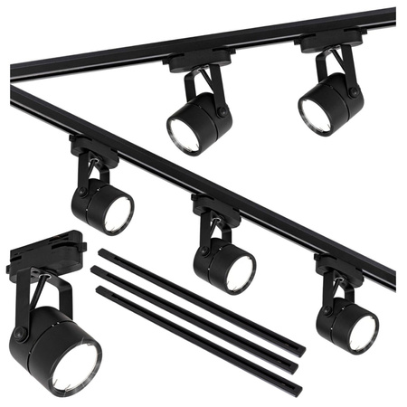 Oświetlenie szynowe czarne 5x lampa GU10 + szyna 3m