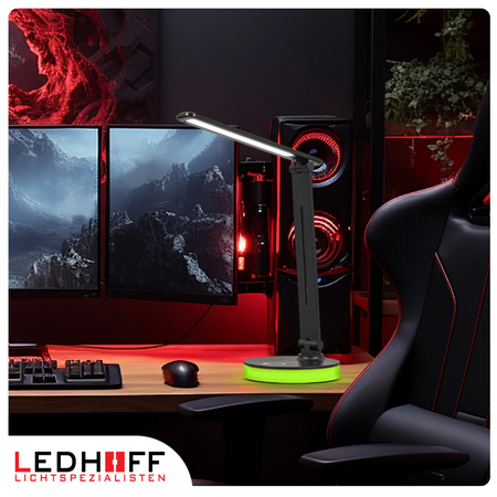 Lampka biurkowa LED do gamingu czarna 5W + światło RGB