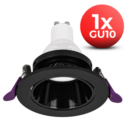 3x Oprawa halogenowa sufitowa podtynkowa GU10 czarna RUCHOMA