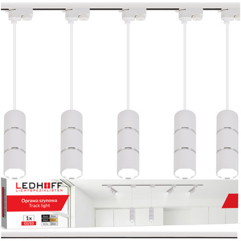 Oświetlenie szynowe biały srebrny 5x lampa wisząca 100cm GU10 szyna 2m