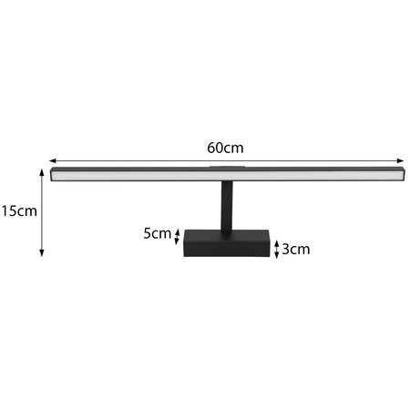 Kinkiet łazienkowy Lampa nad lustro 60cm czarny z REGULACJĄ