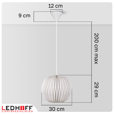 Lampa wisząca kula biała papierowa E27 do salonu sypialni NOWOCZESNA