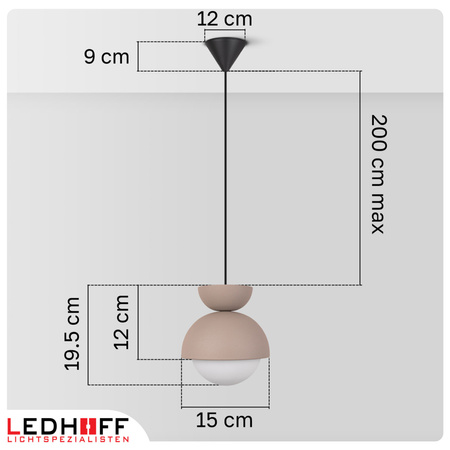 Lampa wisząca beżowa biały szklany klosz nad stół NOWOCZESNA