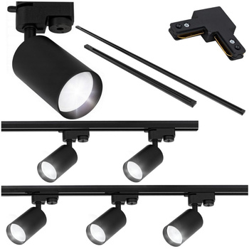 Oświetlenie szynowe czarne 5x lampa GU10 + 3x szyna 1m