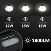 Plafon sufitowy LED okrągły czarny 3 barwy światła zmienna moc 22cm IP54 z czujnikiem ruchu