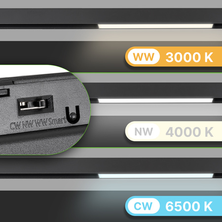 ZESTAW M20 3x Lampa liniowa LED 12W 30cm czarna 3 BARWY ŚWIATŁA + szyna magnetyczna 1m