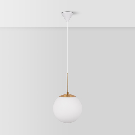 Lampa wisząca ze szkła opalowego Kula biała złota E27