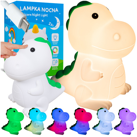 Lampka nocna LED dla dzieci DINOZAUR wielokolorowe światło RGB