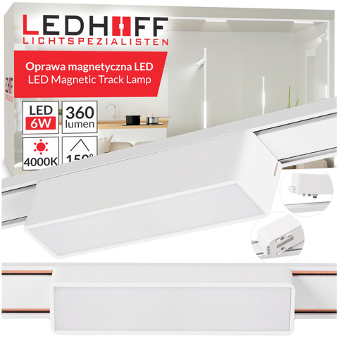 Reflektor liniowy Lampa LED na szynę magnetyczną 6W BIAŁA 4000K oprawa MOC