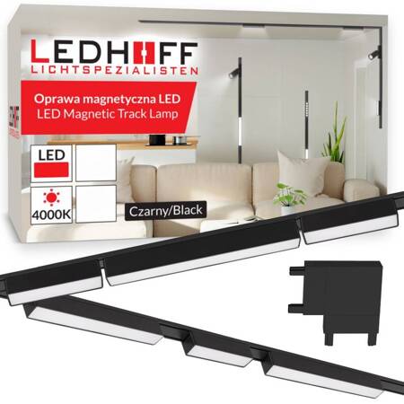 Oświetlenie szynowe magnetyczne ZESTAW 2x Listwa 1m + 6x lampa LED CZARNY