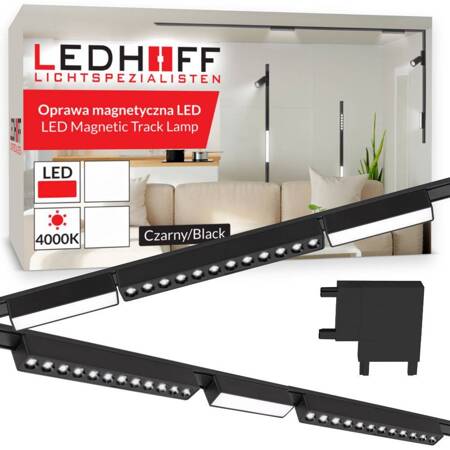 Oświetlenie szynowe magnetyczne ZESTAW 2x Listwa 1m + 6x lampa LED CZARNY