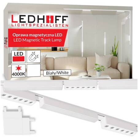 Oświetlenie szynowe magnetyczne ZESTAW 2x listwa 1m + 6x lampa LED BIAŁA