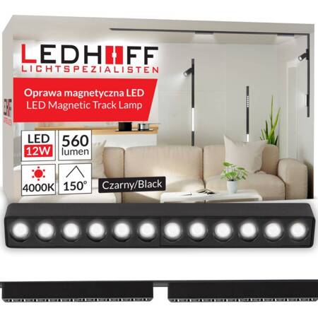 Oświetlenie szynowe magnetyczne ZESTAW listwa 1m + 2x lampa LED