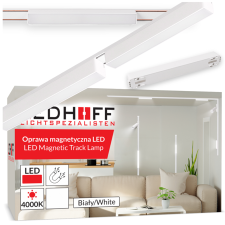 Oświetlenie szynowe magnetyczne ZESTAW listwa 1m + 2x lampa liniowa LED